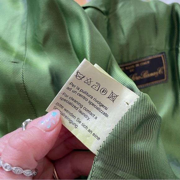 Cinzia Rocca Loro Piana Green Wool Blend Rabbit Fur Collar Toggle Jacket EUC 10 - Picture 13 of 13